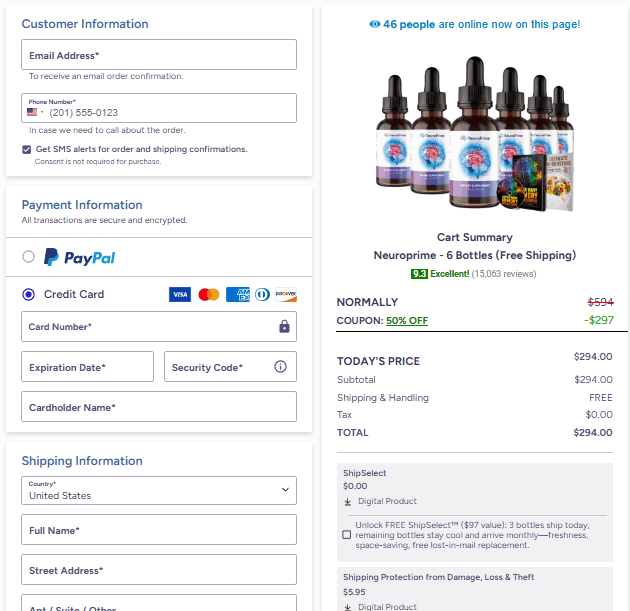 NeuroPrime checkout page